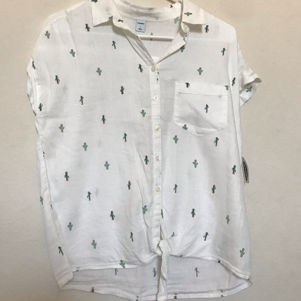 Old Navy, white, cactus blouse